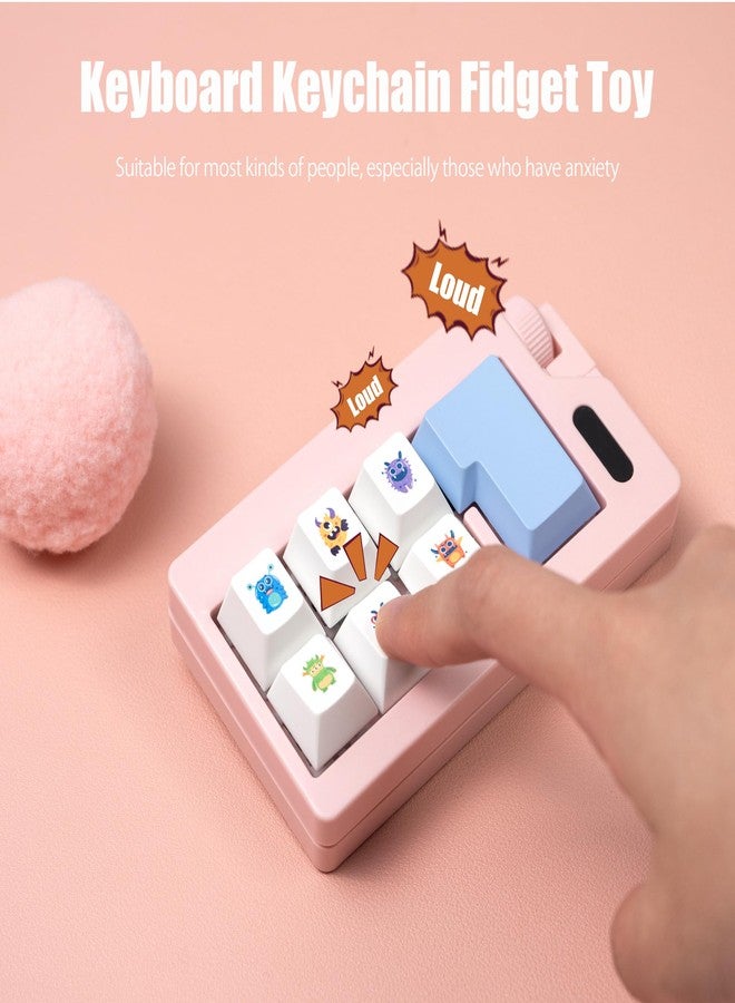 mintcaps Keyboard Fidget Toy - Loud Keyboard Fidget Clicker Cute Keyboard Clicker Fidget Button Stress Relief Fidget for Adult to Relief Stress (Pink) - Image 2